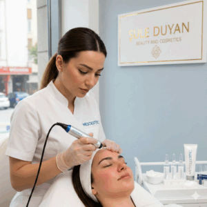 Profesyonel Dermapen 4 cihazı ile gerçekleştirilen microneedling cilt yenileme ve kolajen indüksiyon tedavisi.