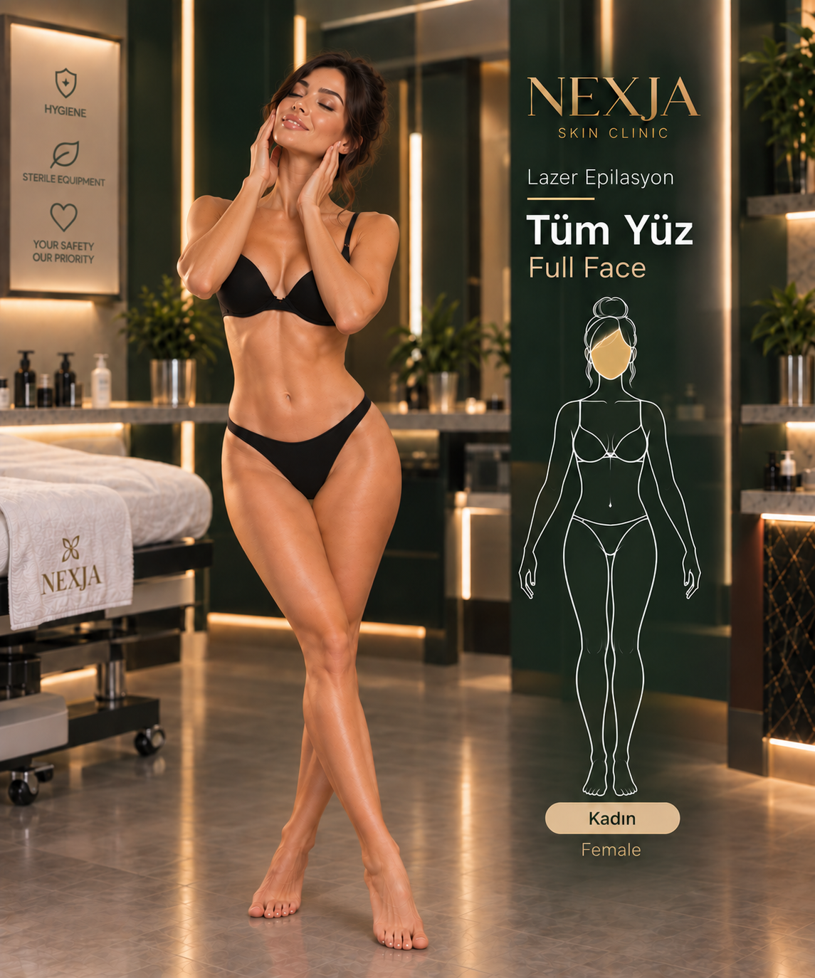 Kadın tüm yüz lazer epilasyon İstanbul – Falcon Pro 4 Diode Buz Lazer Nexja Skin Clinic